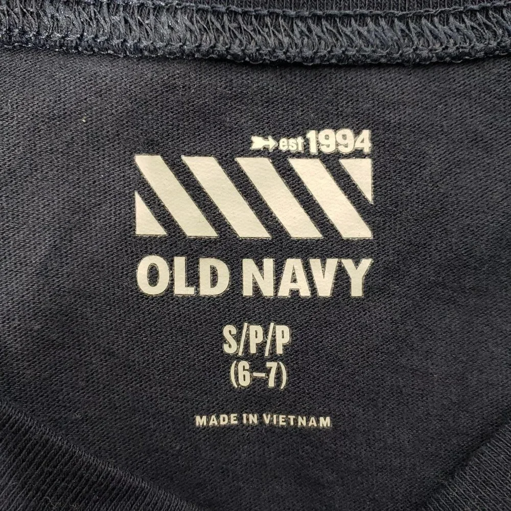 Old Navy Patriotic USA Flag Graphic Tee 20th Anniversary Navy Blue Unisex Kids S